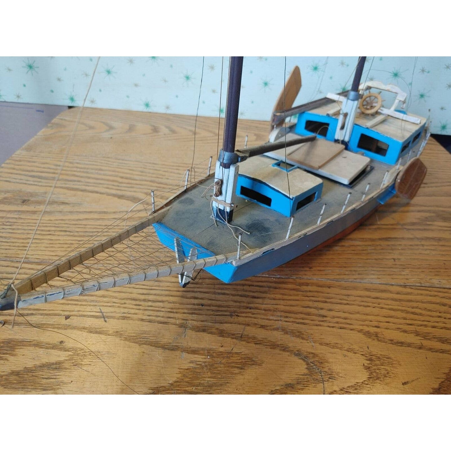 Land Ho! Vintage Scale Model Handbuilt Sailboat Leeboards Unique