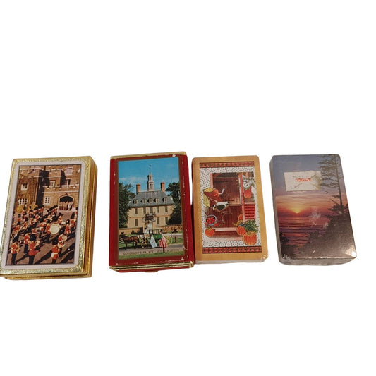Period Playing Cards 3! Four (4) Decks Mid Century Souvenir Cards Case Free Ship