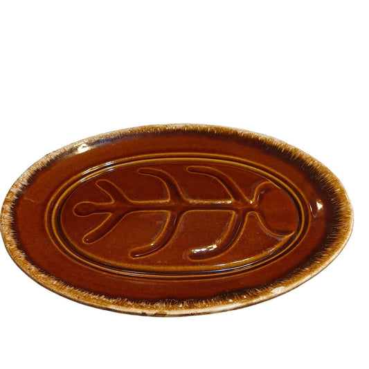 Fish Plate 2! Hull Oven Proof Brown Drip Mid Century Serving Platter Free Ship!