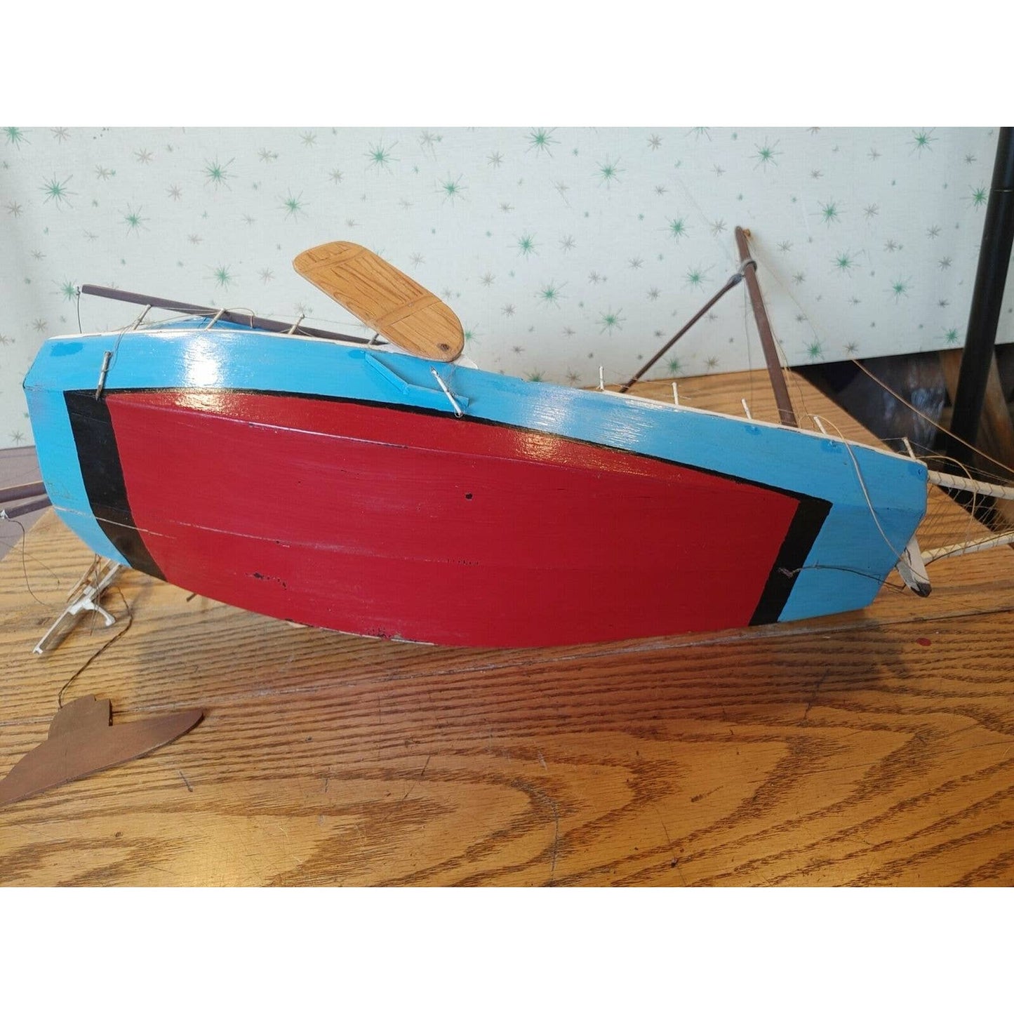 Land Ho! Vintage Scale Model Handbuilt Sailboat Leeboards Unique