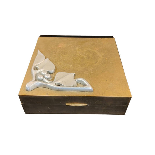 Bangin' Brass Box! Vintage Small Jewelry Box Metal Patina Free Shipping!