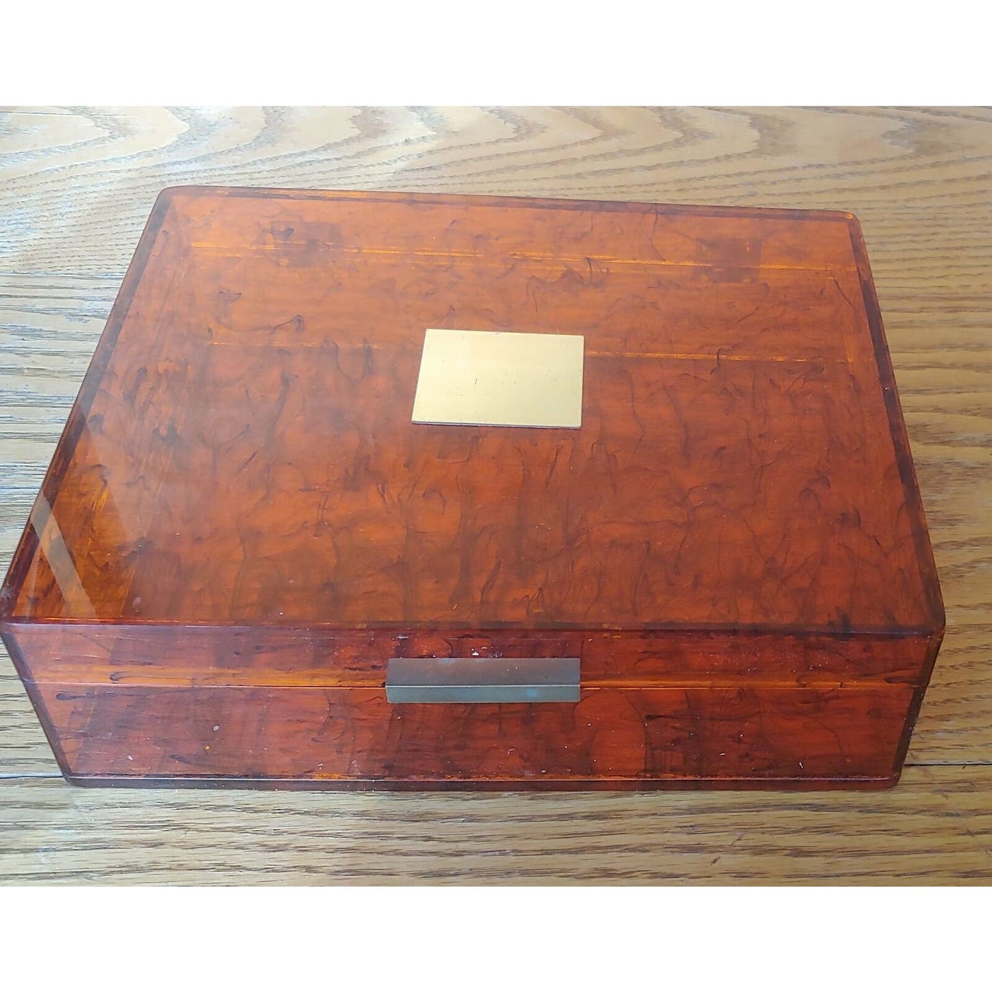 Boxed-in! Humidor Stylish Little Acrylic box 70's Burled Finish Free Shipping!