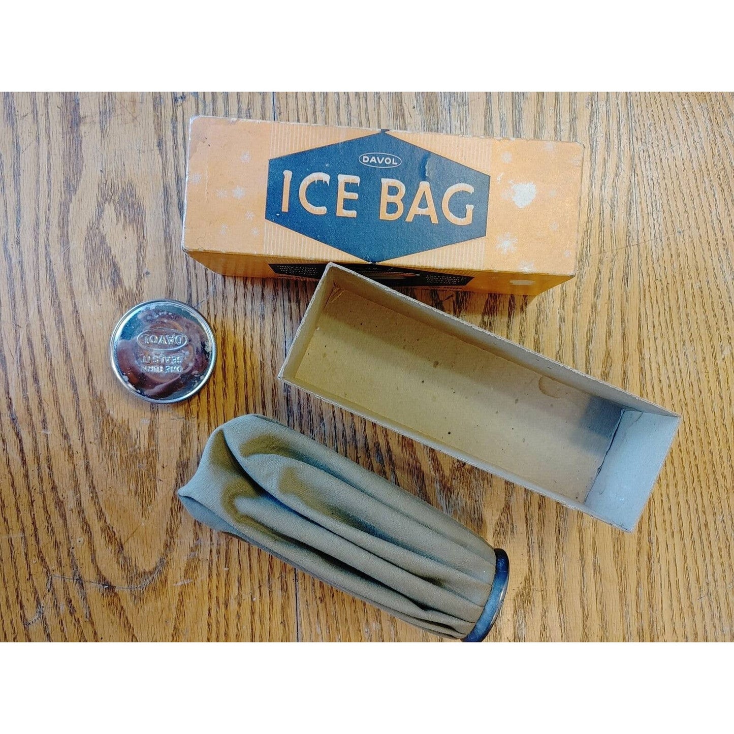 Nice Ice! Vintage Davol English Ice Bag One Turn Box Antique Free Shipping!