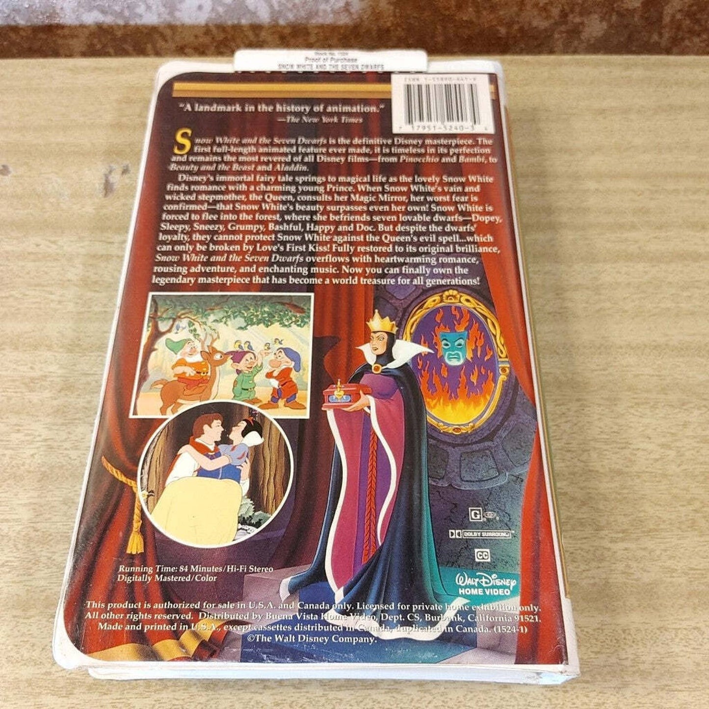 Snow White! Vintage Original Disney Classic 1524 Masterpiece VHS Tape