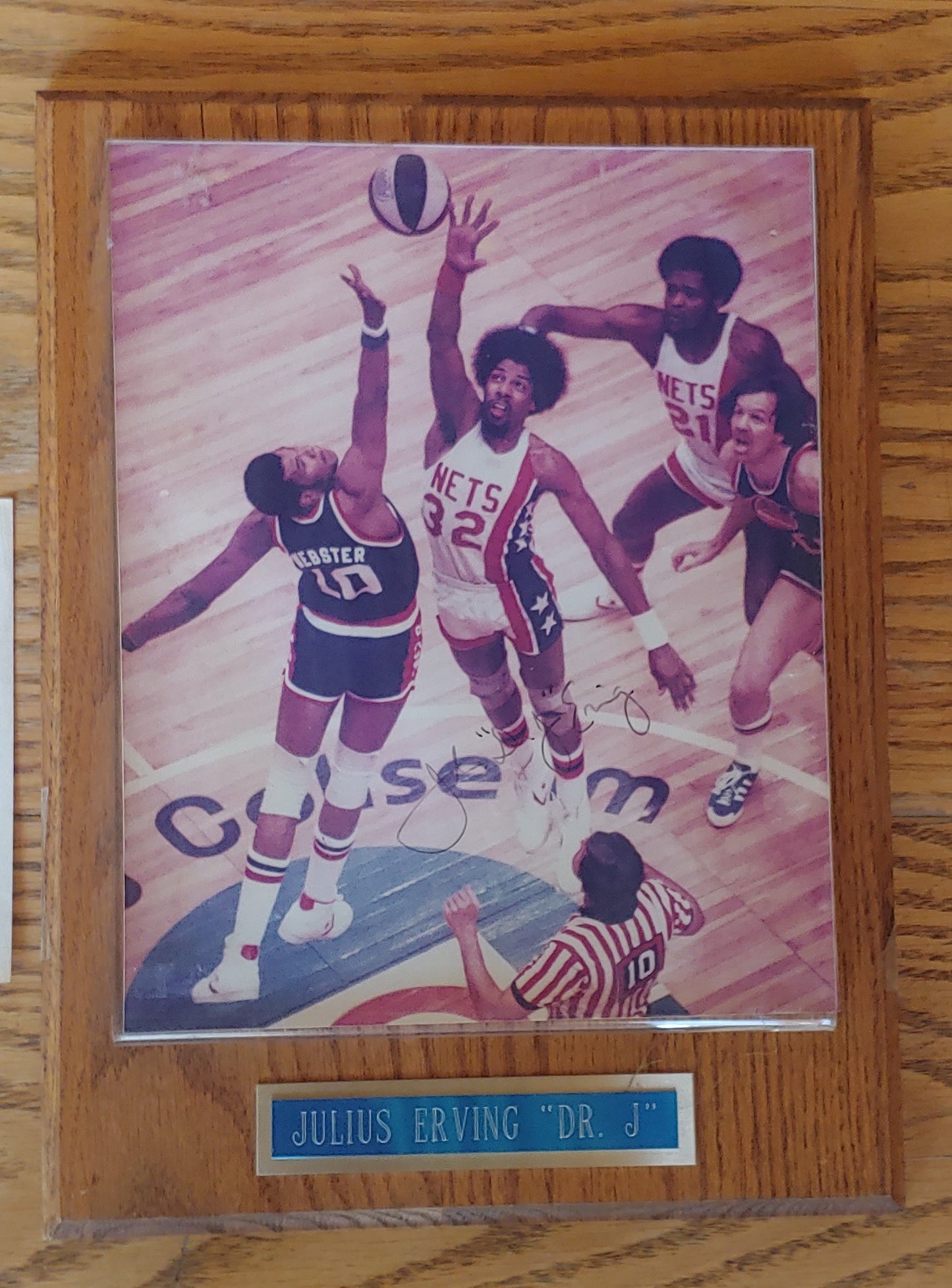 DR. J! Julius Erving Autographed photo plaque with 2 COA's!