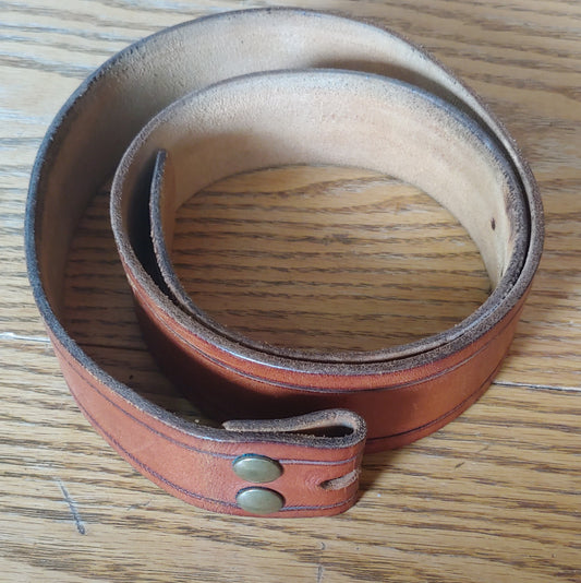Buckle Up! Vintage brown leather belt no buckle 41 inches leatherwork