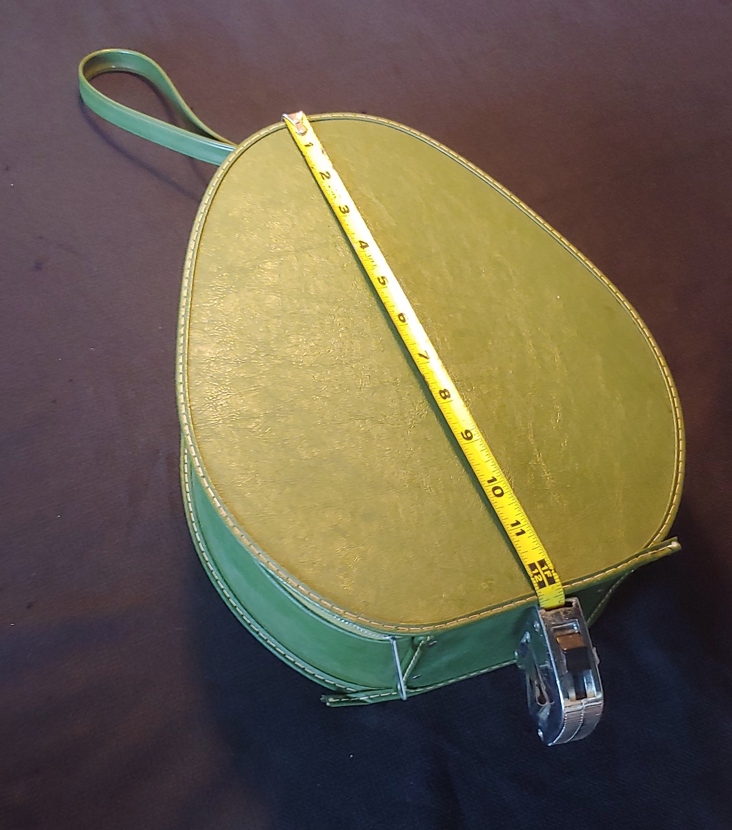 Curvaceous Case! Vintage Oval Carry On Train Case Green 1950's Mid Century