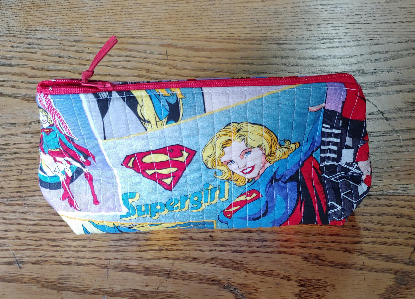 Go on Girl! Vintage DC Comics Supergirl Wonder Woman Quilted Cosmetic Bag