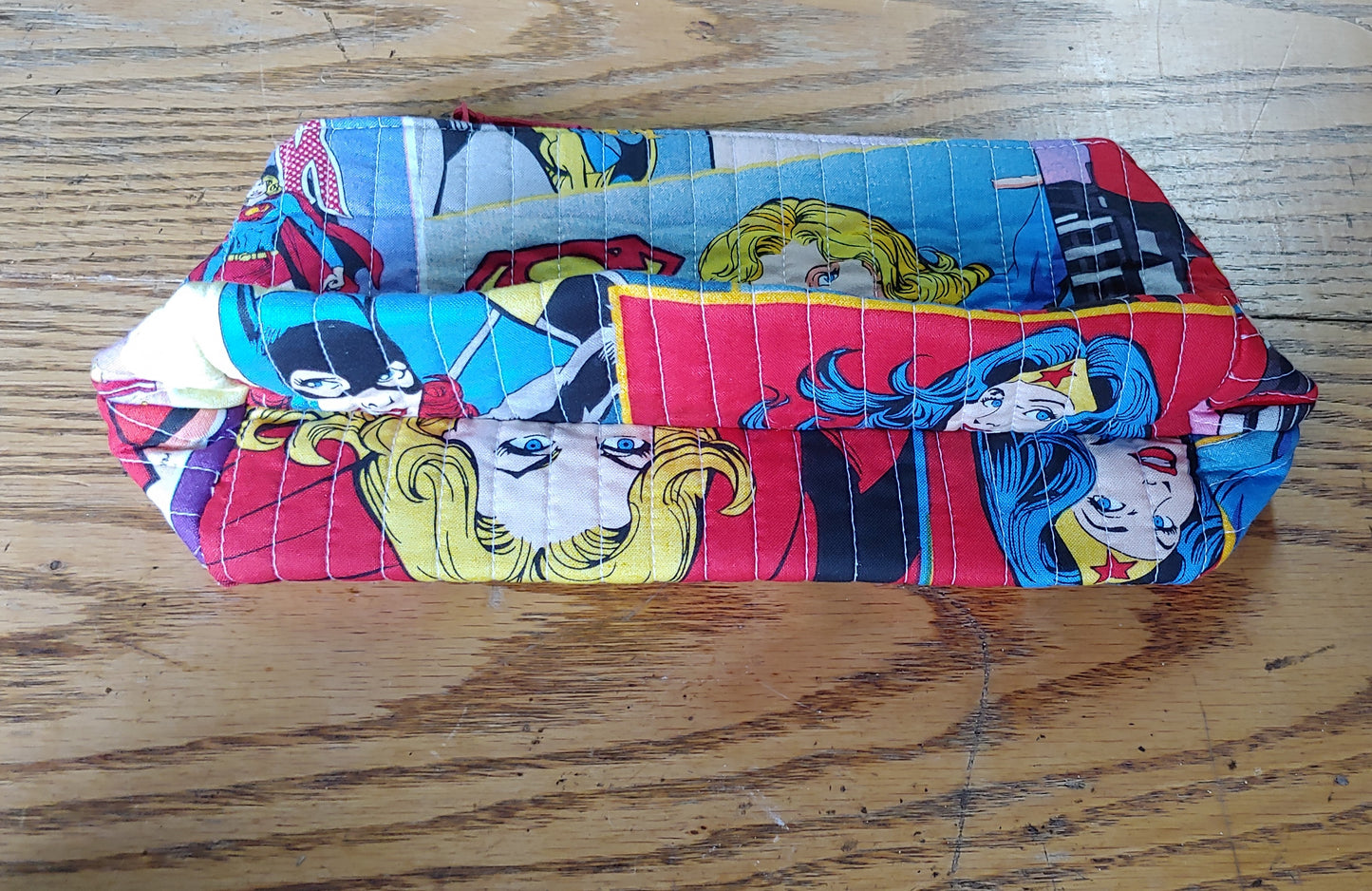 Go on Girl! Vintage DC Comics Supergirl Wonder Woman Quilted Cosmetic Bag