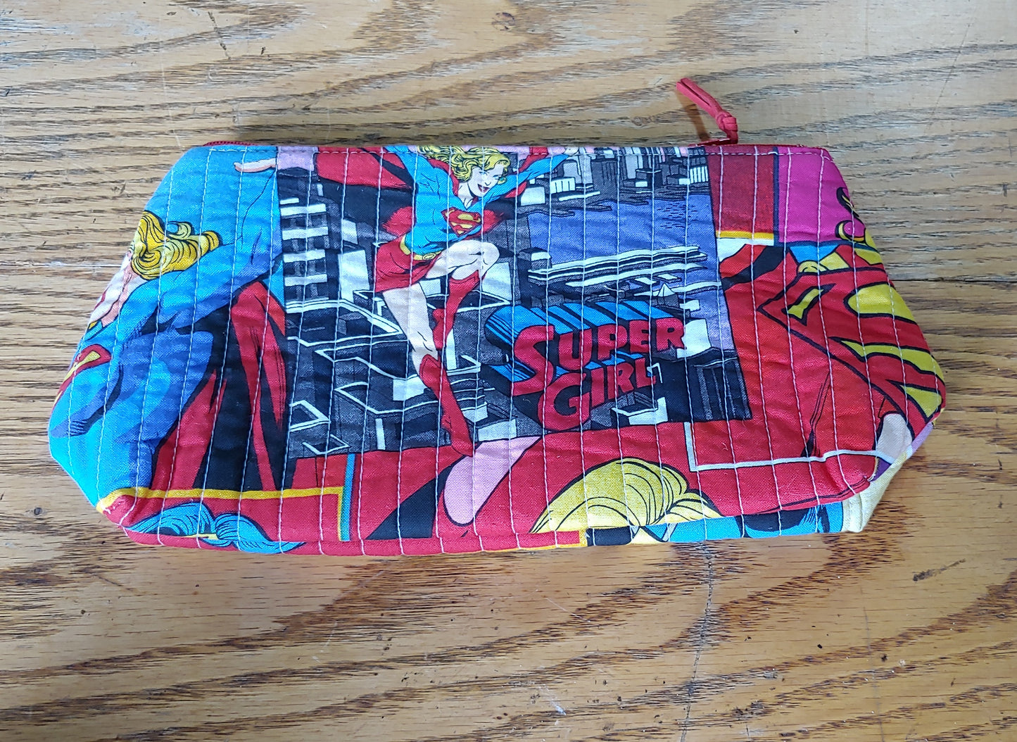 Go on Girl! Vintage DC Comics Supergirl Wonder Woman Quilted Cosmetic Bag