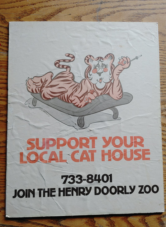 Meow! Awesome Vintage Cat House Henry Doorly Zoo Poster Mounted Used