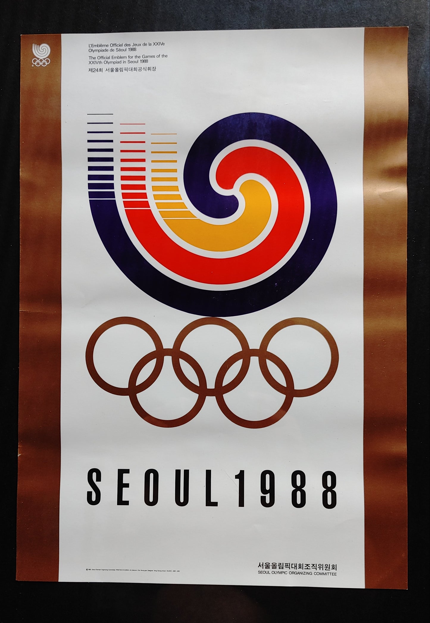 Go for the Gold! 1988 Seoul Olympics Poster Printed 1983 Original 14x10