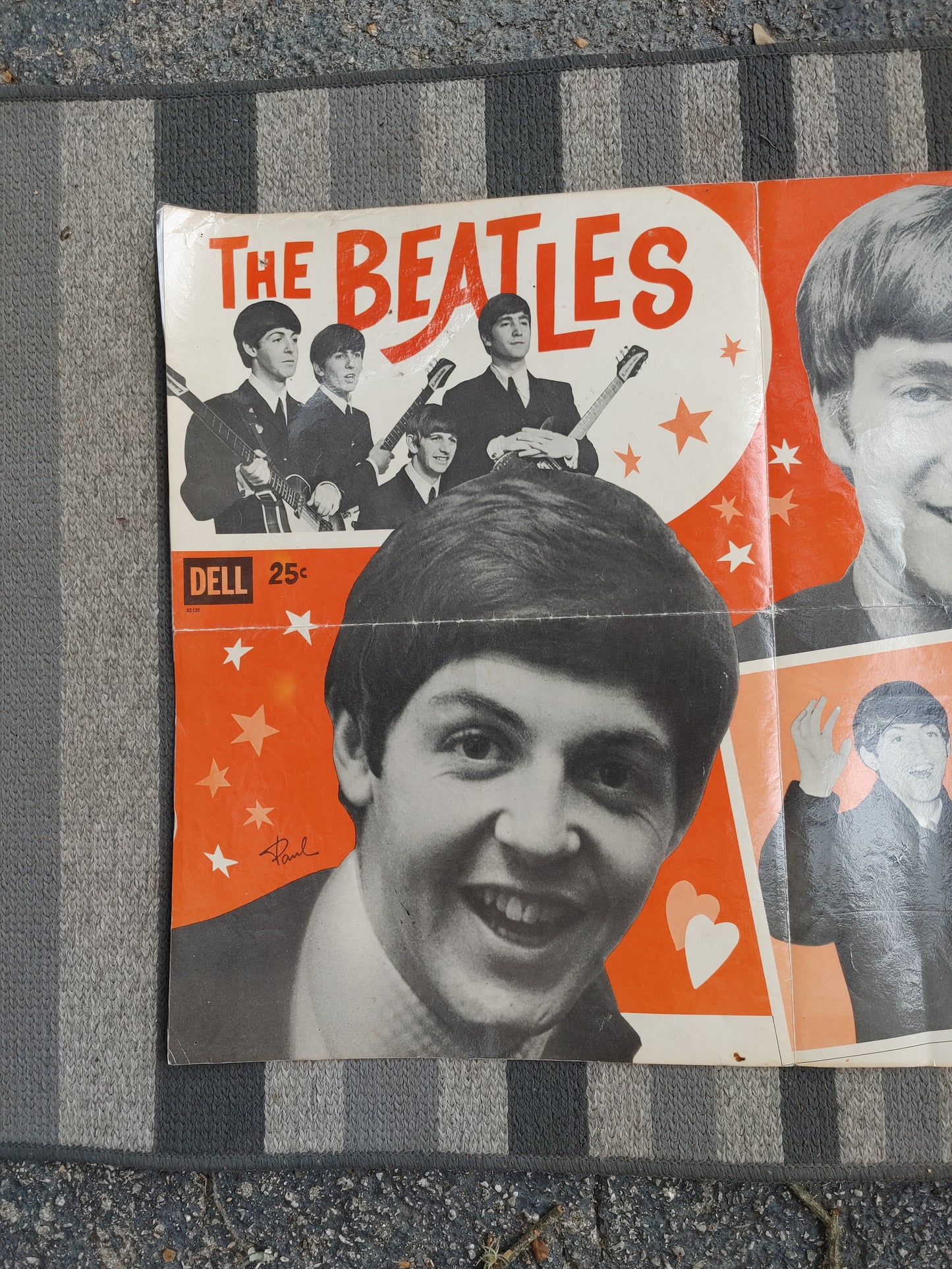 Fab Four! The Beatles Promotional Poster Vintage Collage Dell 1964 53x19!