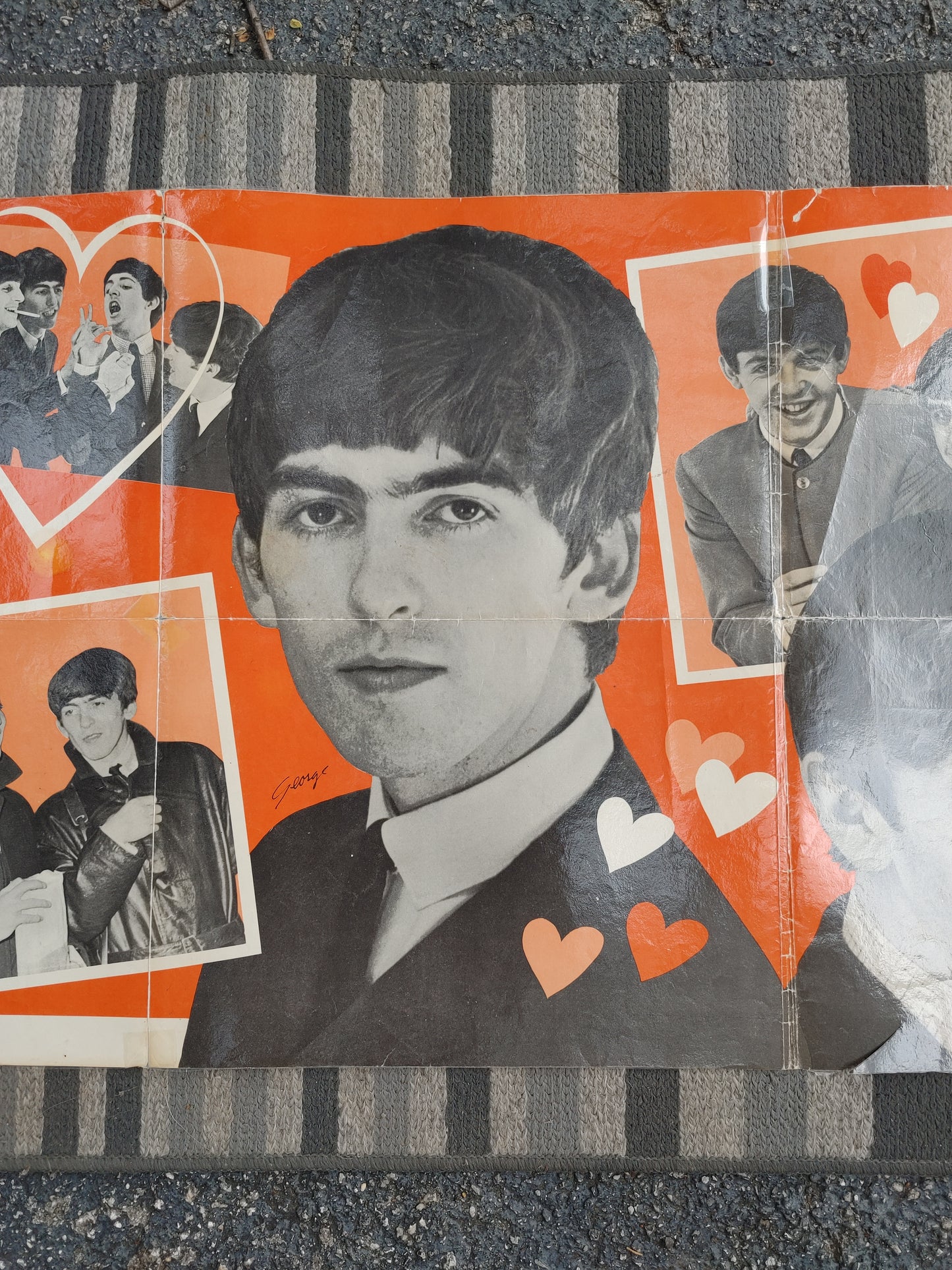 Fab Four! The Beatles Promotional Poster Vintage Collage Dell 1964 53x19!