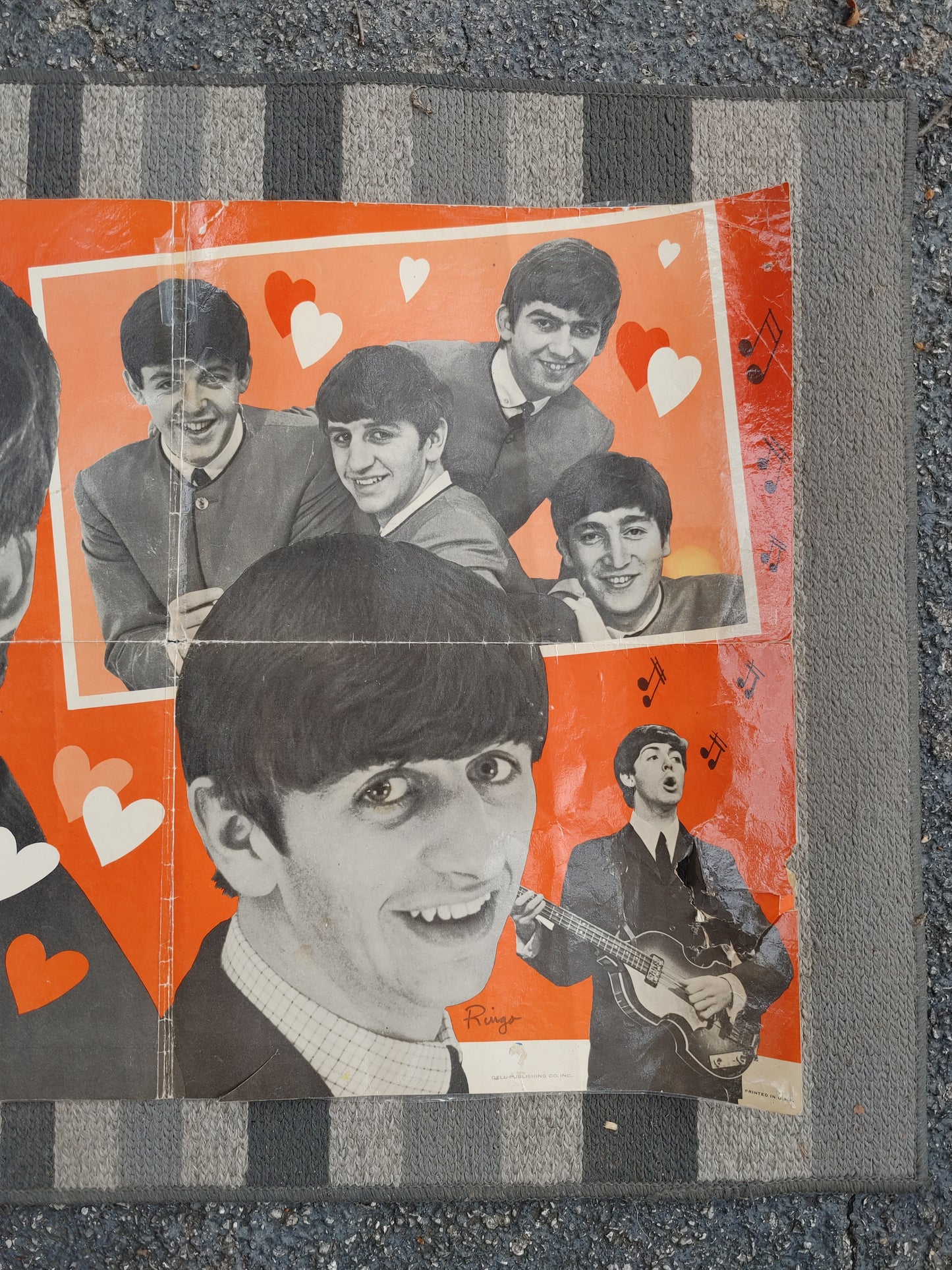 Fab Four! The Beatles Promotional Poster Vintage Collage Dell 1964 53x19!