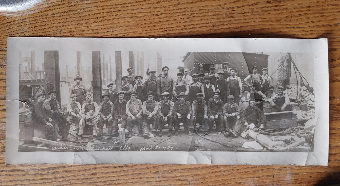 Men at Work! Vintage "Yardlong" Men Working Photo Merchandise Mart 1929