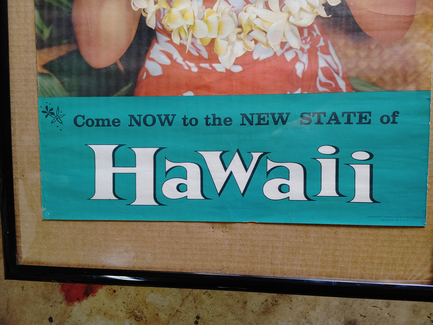 Aloha! Vintage 1950's Hawaii New State Travel Poster Original Authentic Free Shipping!