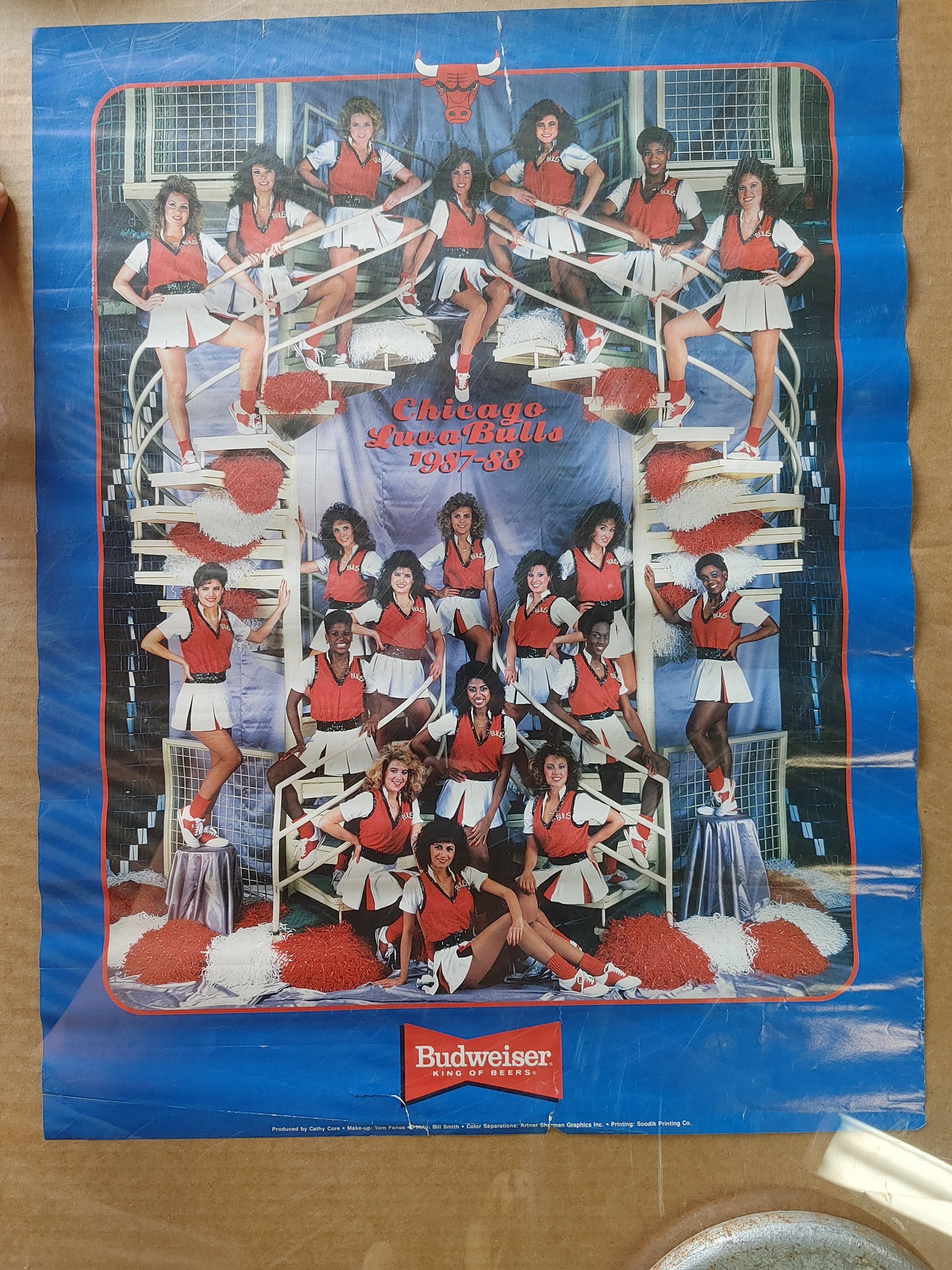 LuvaBulls! Vintage Chicago Bulls Poster 1987-1988 Cheerleaders Jordan Budweiser