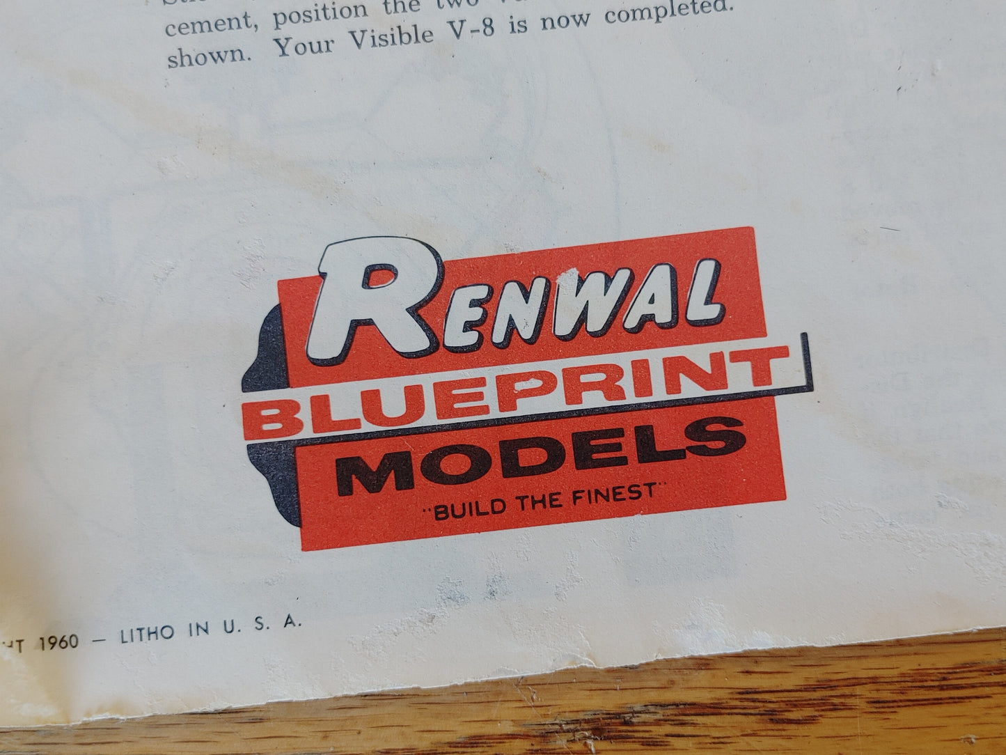 Motor Manual! Vintage Manuals only Renwal Visible V8 Engine Directions