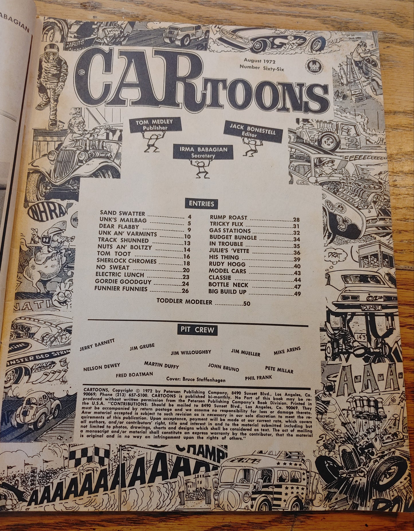 Car Toons! Vintage Auto Hot Rod Magazine Funny August 1972 Comic