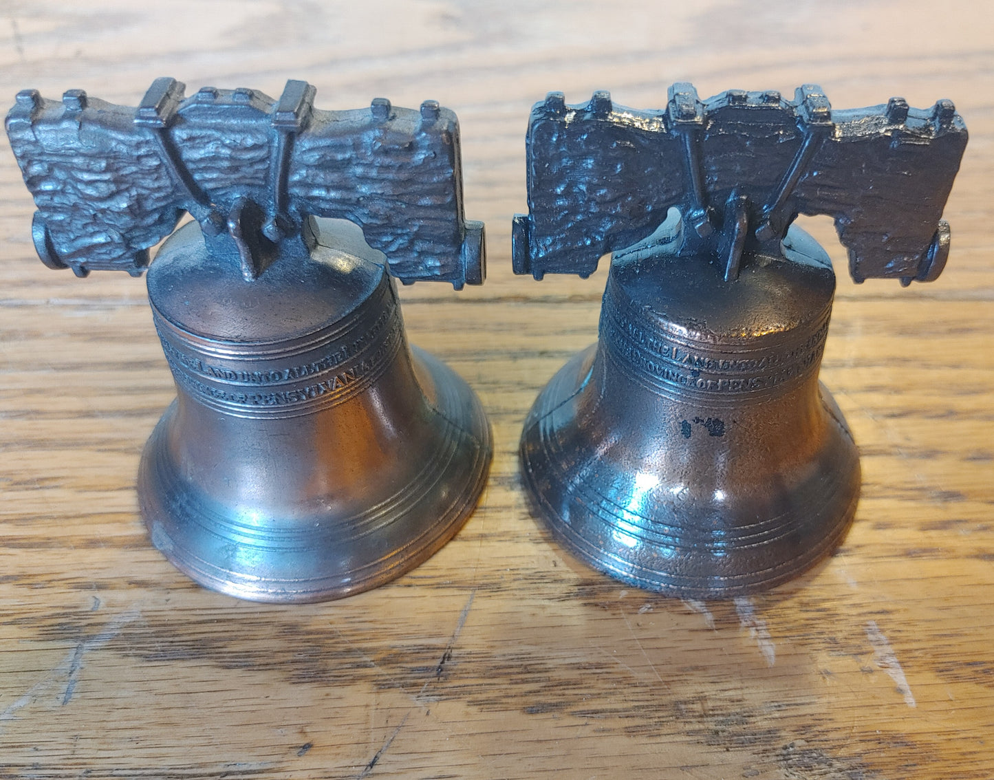 Franklin's Tower! Lot 2 Vintage Liberty Bell Souvenir Replica Small Bell