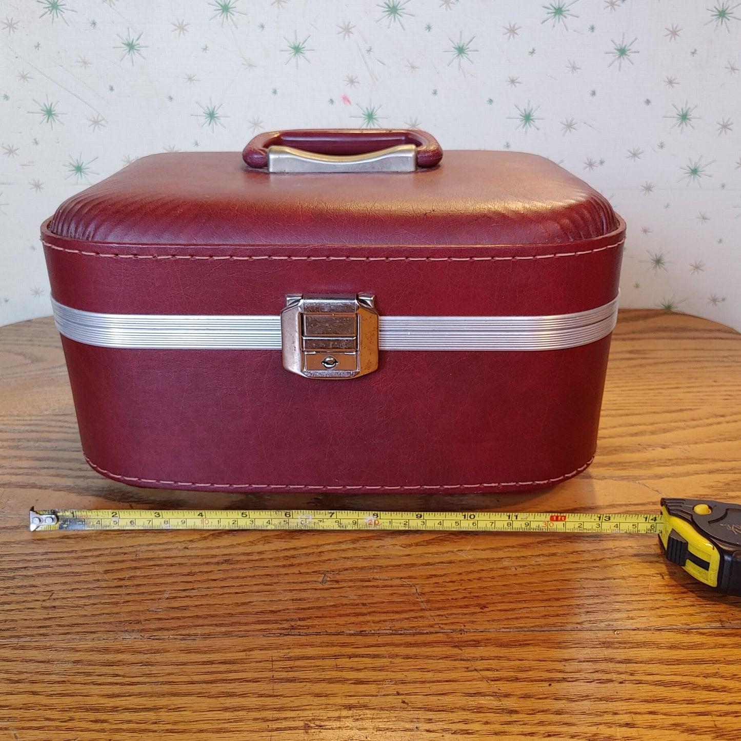 Cranberry! Vintage Travel Train Case Red Quilted Cosmetic Makeup Small