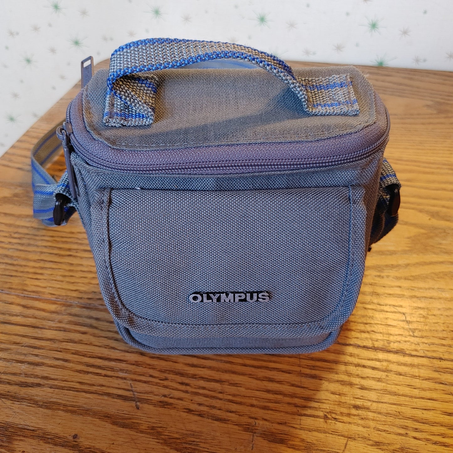 In the Bag! Vintage Olympus Camera Bag Gray Blue Lenses Accessories Nylon