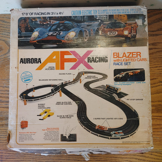 Aurora Car-ealis! Vintage AFX Slot Car Blazer Race Track and (2) Cars Parts Incomplete 1972