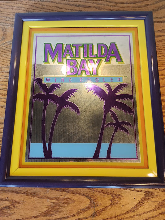 Wine Cooler! Vintage Matilda Bay Mirror Bright Yellow Purple Tiki Bar Advertisement