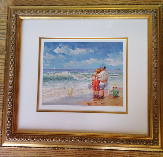 Breach Brothers! Vintage "Summer Days" Signed Numbered Lithograph Lucelle Raad Framed Excellent