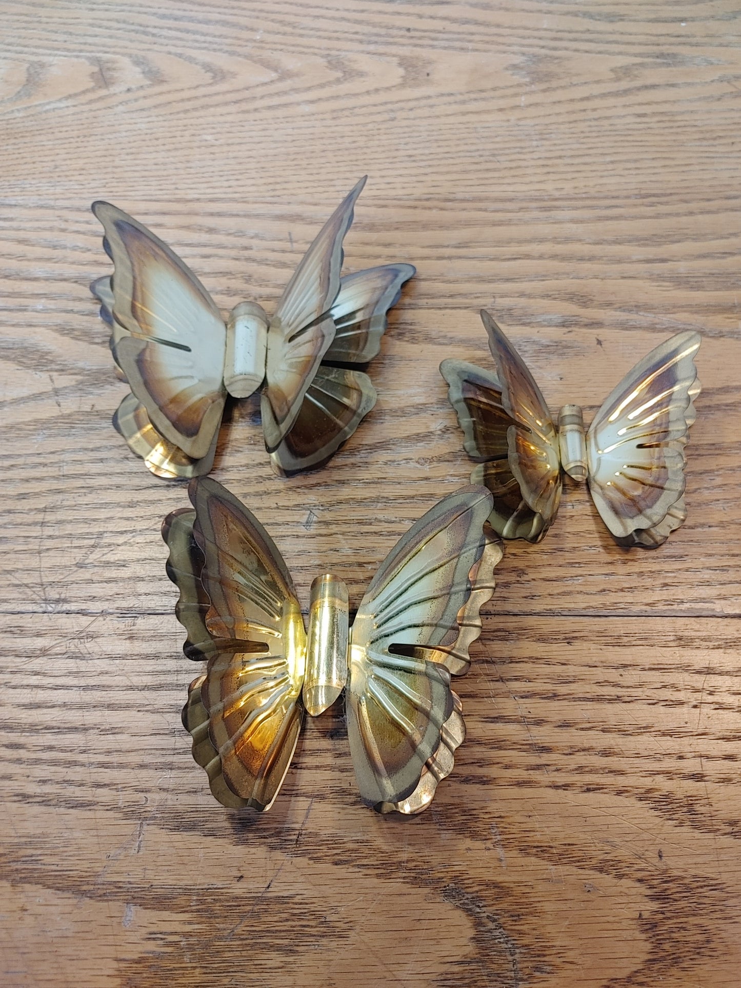 Butterfly Bounty 2! Vintage set 3 Butterflies Copper 70's Boho