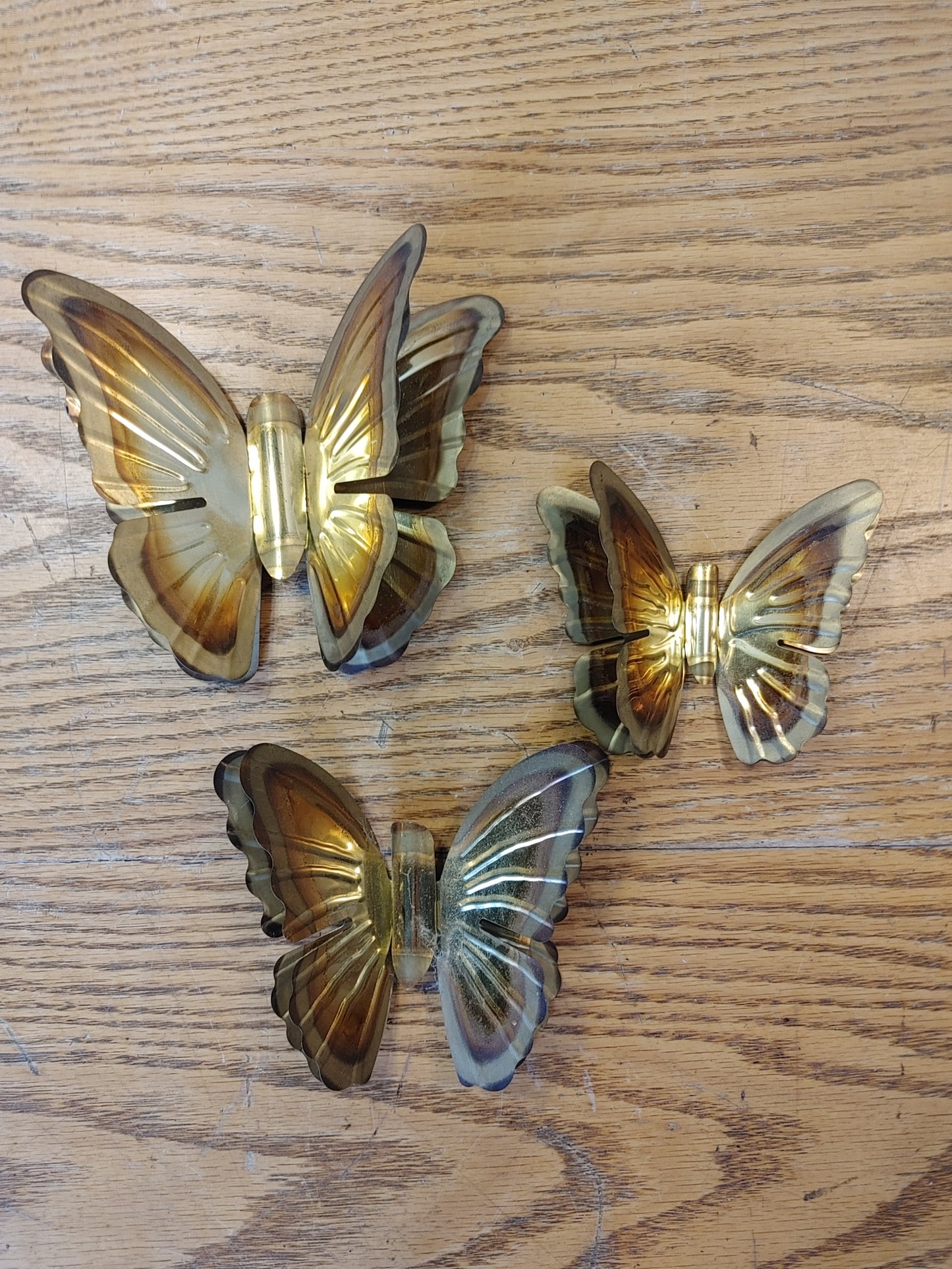 Butterfly Bounty 2! Vintage set 3 Butterflies Copper 70's Boho