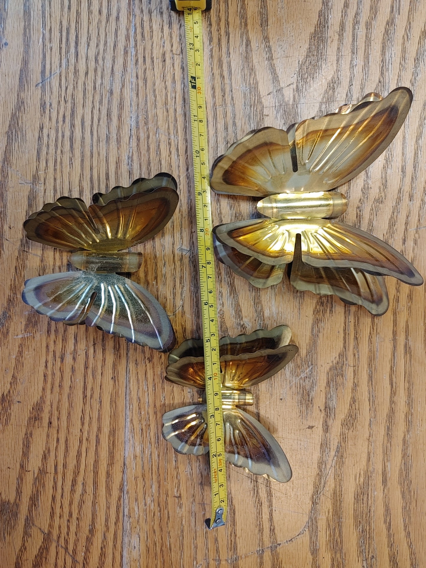 Butterfly Bounty 2! Vintage set 3 Butterflies Copper 70's Boho