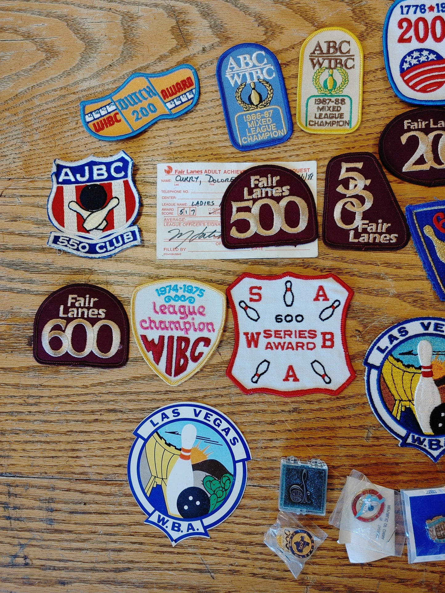 Strike! Vintage Bowling Patch Lot WIBC Others 20 Patches 8 Pins 1 Sticker