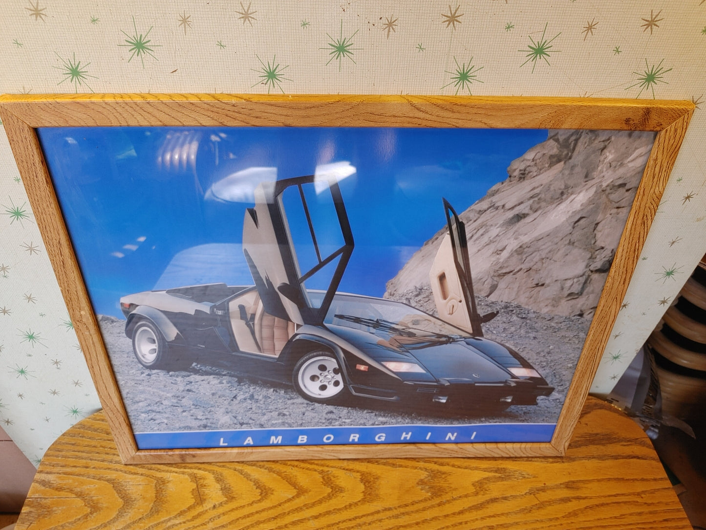 Countach! Vintage Black Lamborghinio Countach Poster Framed