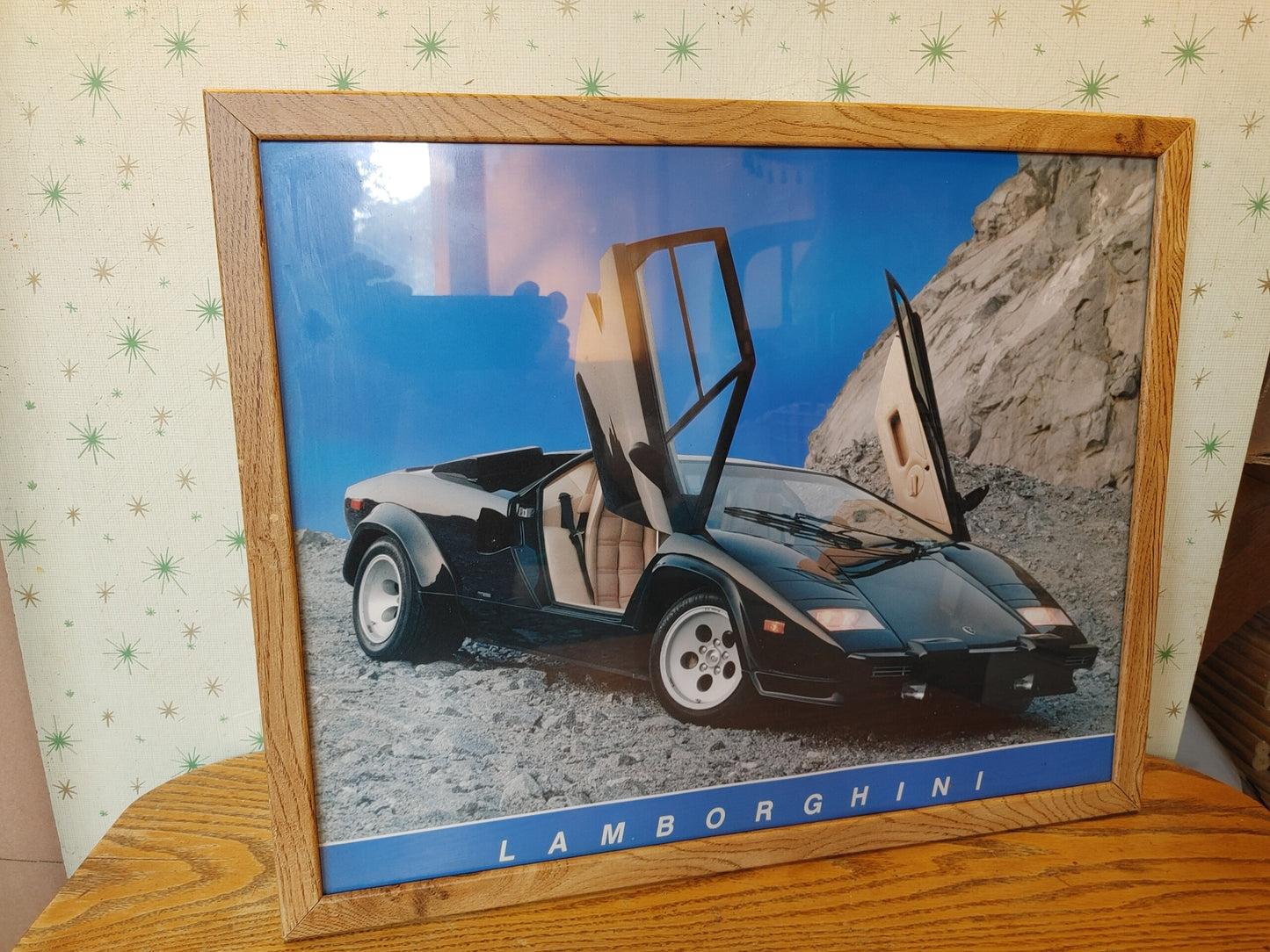 Countach! Vintage Black Lamborghinio Countach Poster Framed