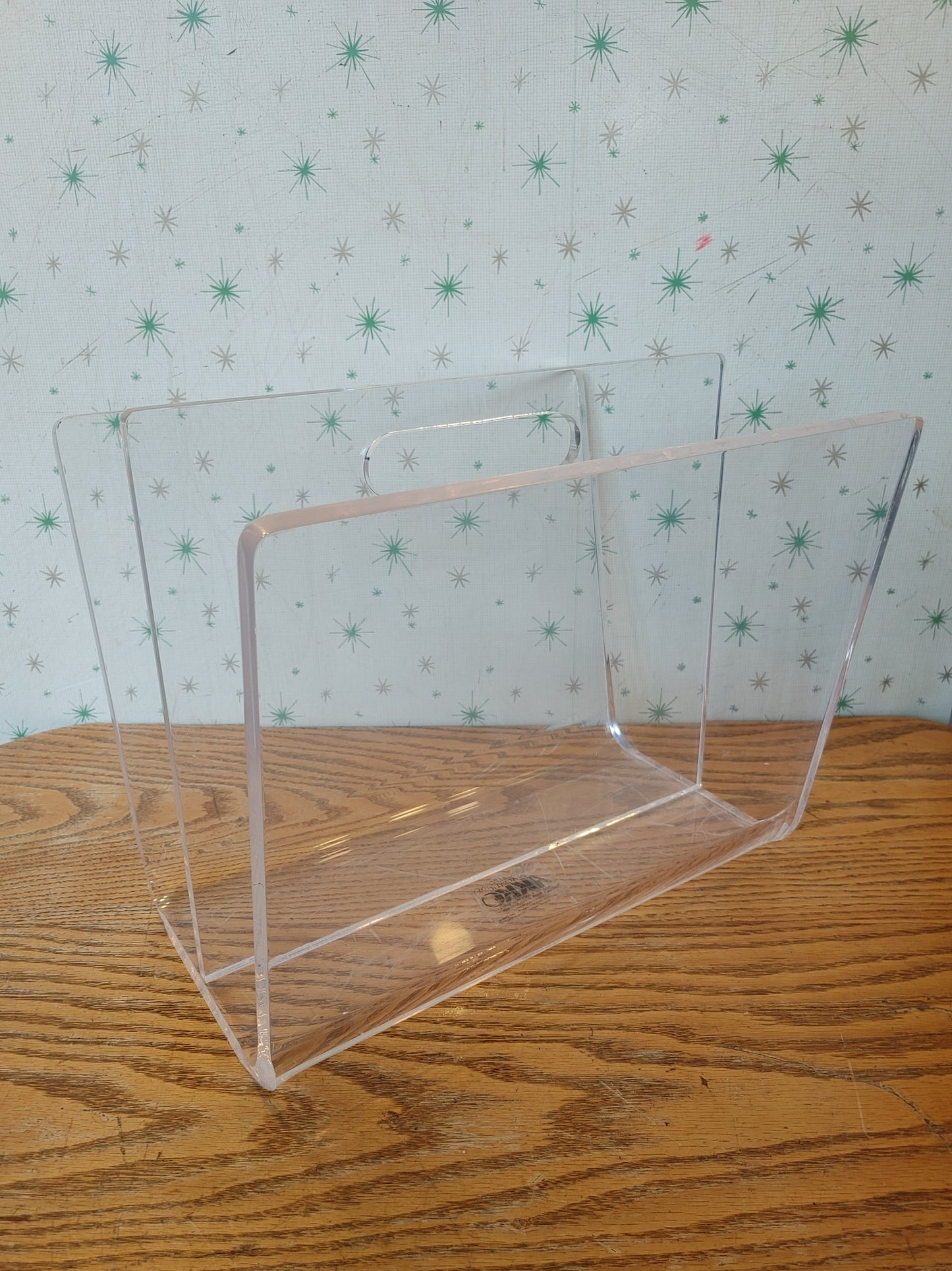 Crystal Clear! Vintage AKKO Acrylic Lucite Magazine Holder Newspaper Rack