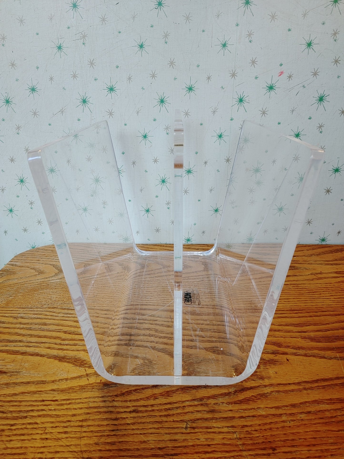 Crystal Clear! Vintage AKKO Acrylic Lucite Magazine Holder Newspaper Rack