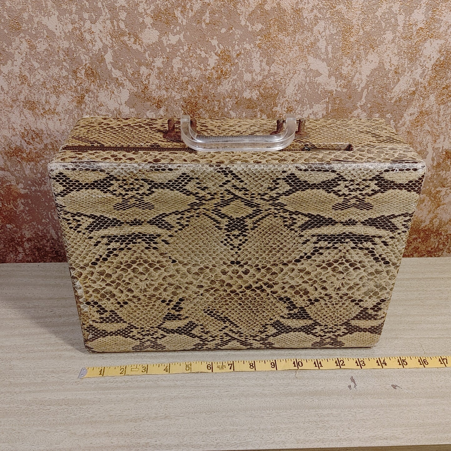 Snakeskin Satchel! Vintage faux snakeskin Train Suit Case Luggage Unique