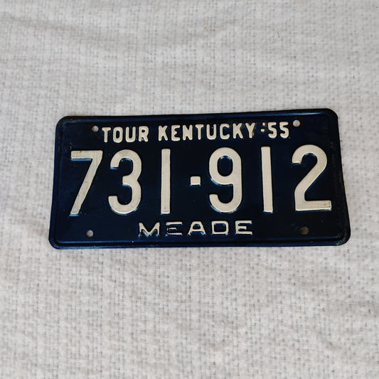 Timeless Tag 9! Vintage Original Kentucky State 1955 License Plate Tag #731-912