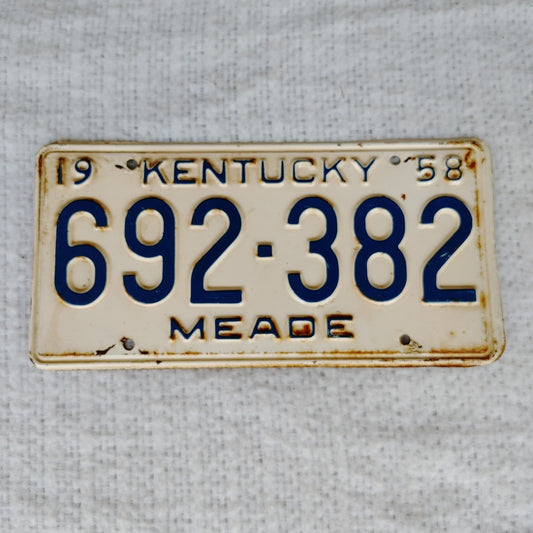 Timeless Tag 12! Vintage Original Kentucky State 1958 License Plate Tag #692-382