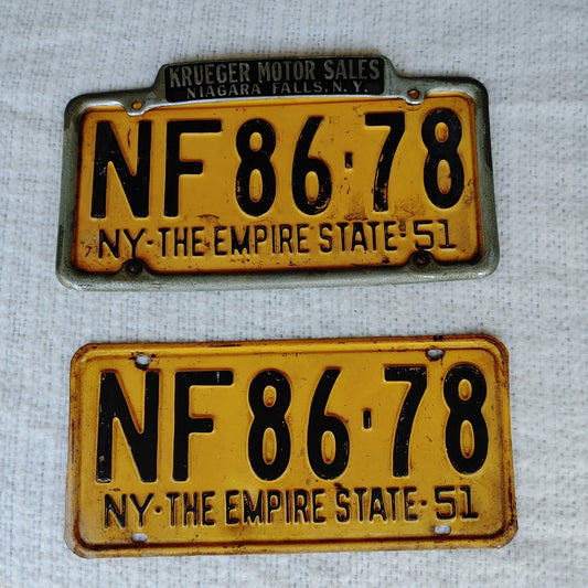 Timeless Tags! Vintage Original New York Empire State 1951 License Plates #NF86-78