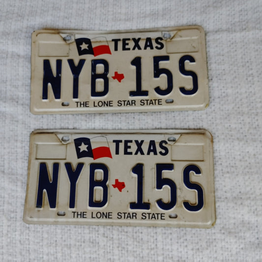 Timeless Tags 10! Vintage Original Texas State 1992-1997 License Plates #NYB-15S