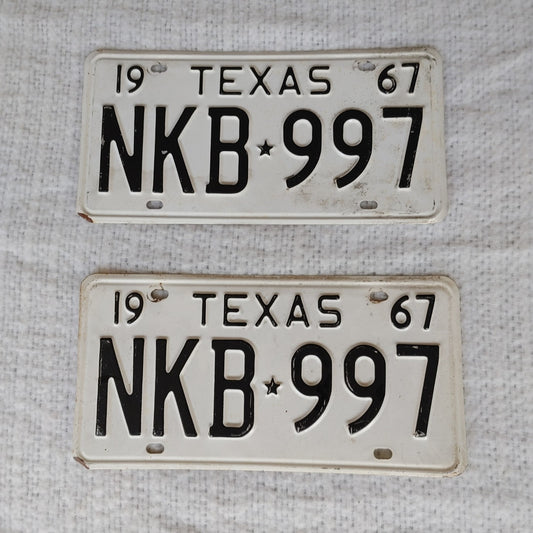 Timeless Tags 3! Vintage Original Texas State 1967 License Plates #NKB-997