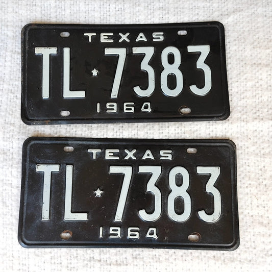 Timeless Tags 6! Vintage Original Texas State 1964 License Plates #TL-7383