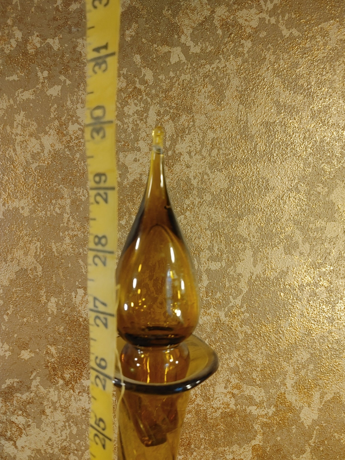 Opensesame! Vintage 1970's Empoli Italian Hand Blown Glass Bottle Amber Huge Artisan